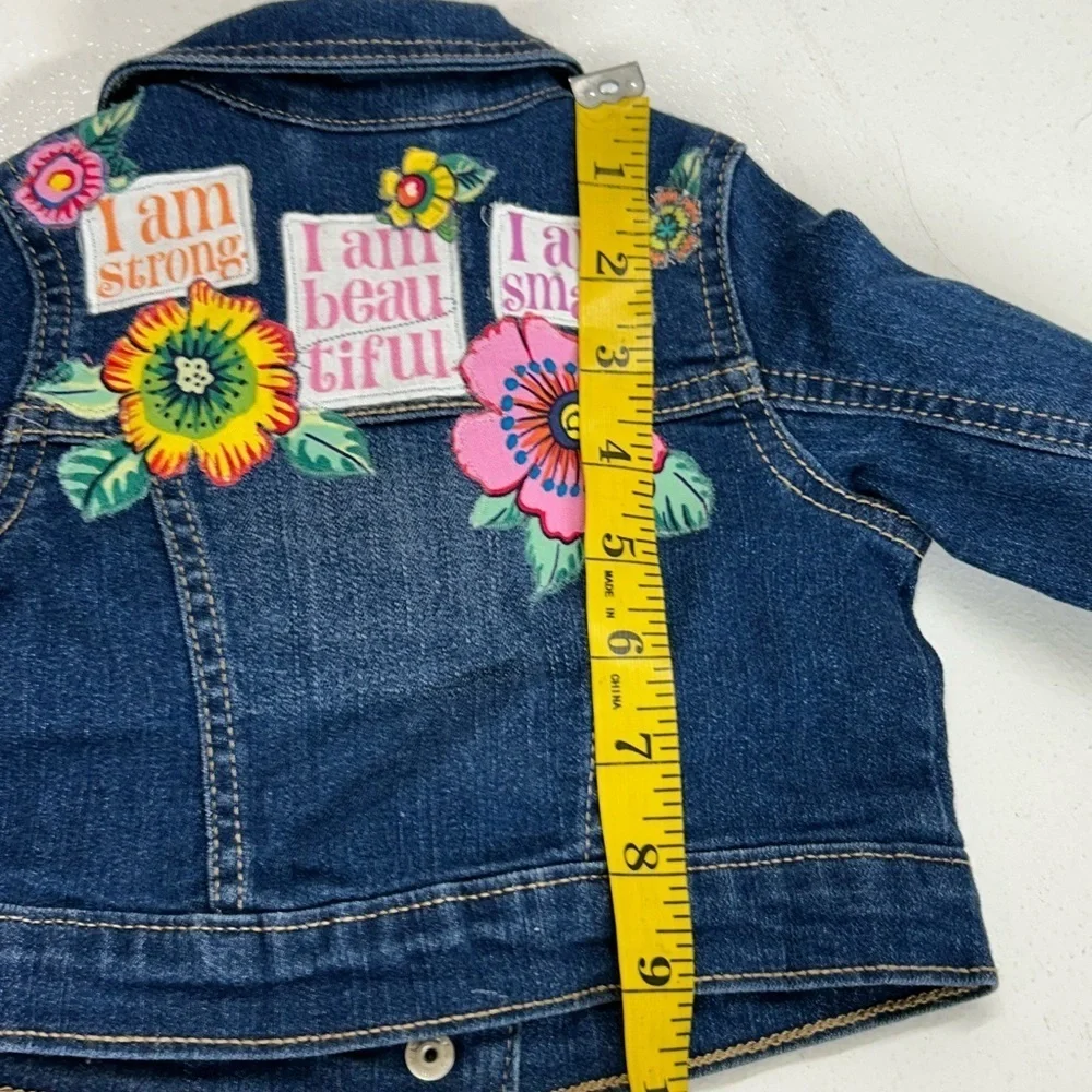 Kids Denim Jacket with Colorful Floral Patches